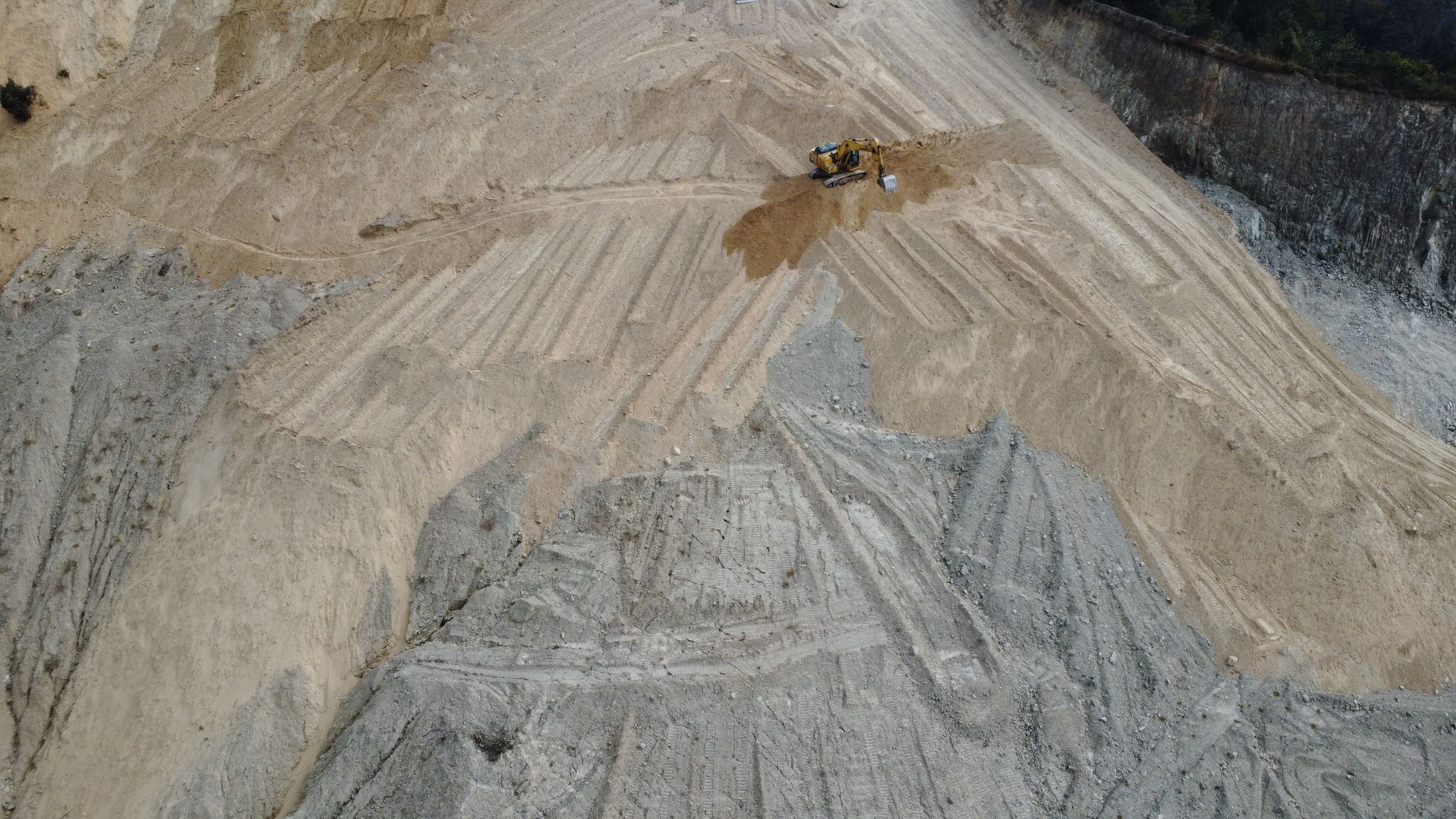 Active earthwork viewed directly from above